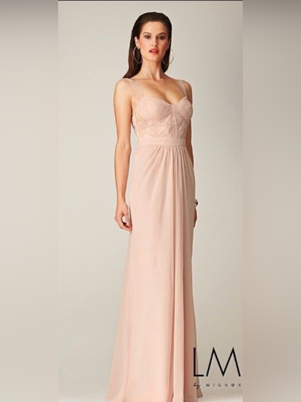 LM by Mignon Blush Pink Sequin Lace Mermaid Gown Size 4